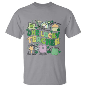 Teachers St Patrick's Day T Shirt One Lucky Teacher Retro Groovy TS02 Sport Gray Print Your Wear