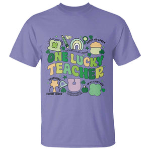 Teachers St Patrick's Day T Shirt One Lucky Teacher Retro Groovy TS02 Violet Print Your Wear