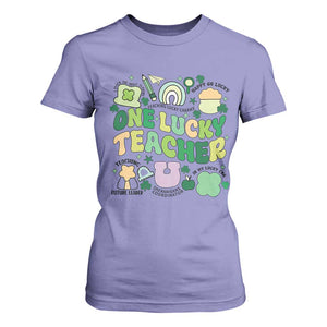 Teachers St Patrick's Day T Shirt For Women One Lucky Teacher Retro Groovy TS02 Violet Print Your Wear