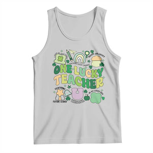 Teachers St Patrick's Day Tank Top One Lucky Teacher Retro Groovy TS02 Ash Print Your Wear