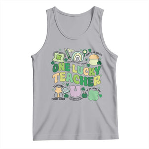 Teachers St Patrick's Day Tank Top One Lucky Teacher Retro Groovy TS02 Athletic Heather Print Your Wear