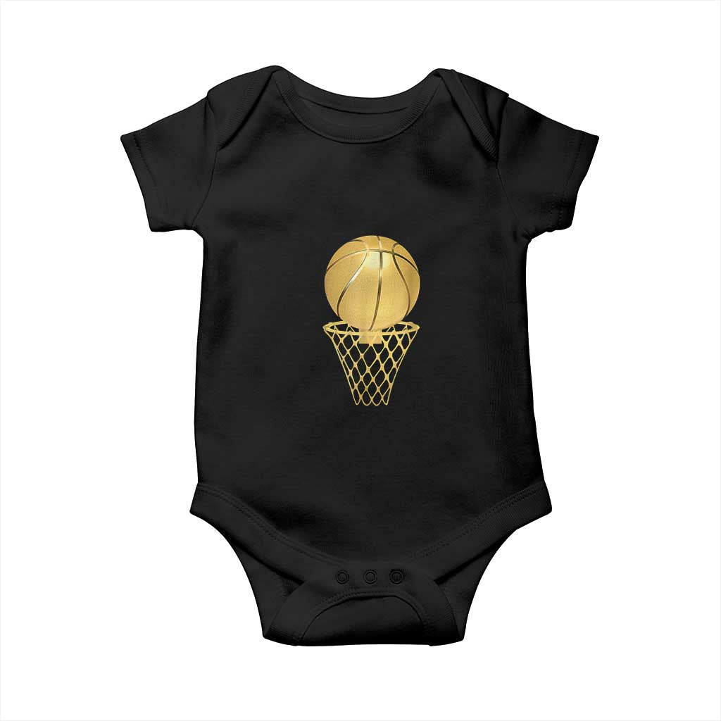 Golden Basketball Hoop Baby Onesie Trophy Game Player Coach Sports Lover TS02 Black Print Your Wear