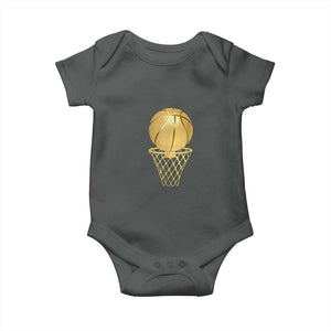 Golden Basketball Hoop Baby Onesie Trophy Game Player Coach Sports Lover TS02 Dark Heather Print Your Wear