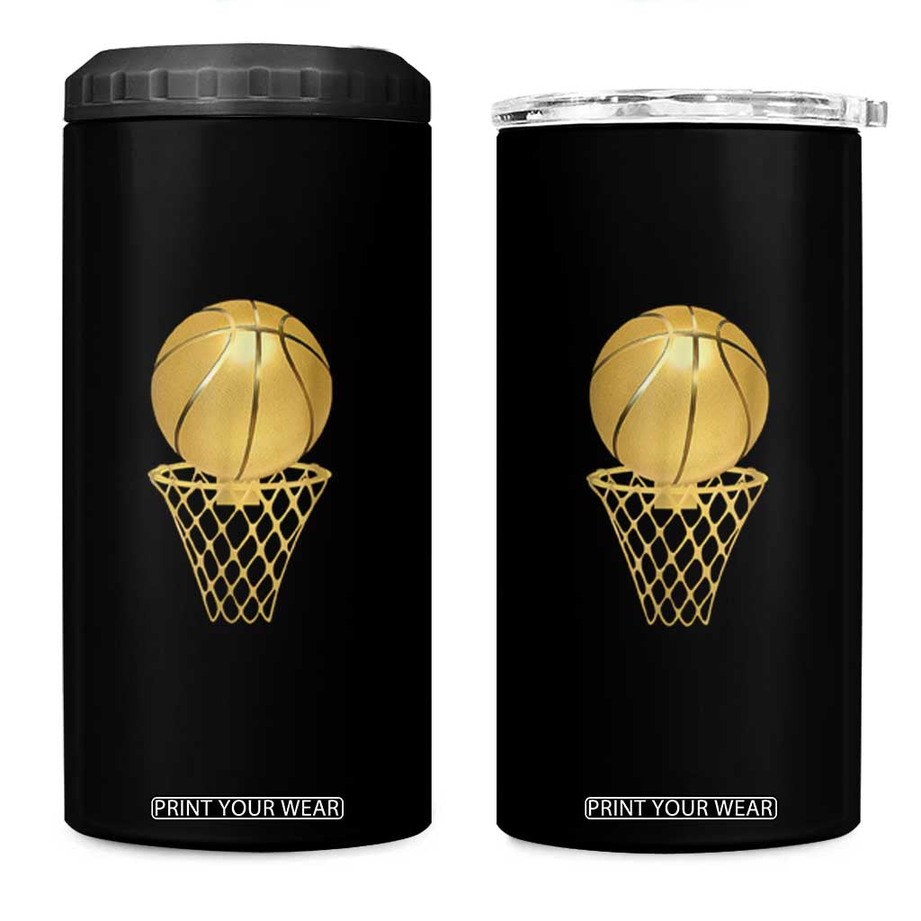 Golden Basketball Hoop 4 in 1 Can Cooler Tumbler Trophy Game Player Coach Sports Lover TS02 One Size: 16 oz Black Print Your Wear