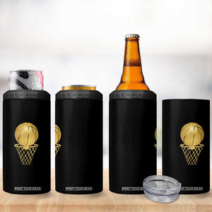 Golden Basketball Hoop 4 in 1 Can Cooler Tumbler Trophy Game Player Coach Sports Lover TS02 Print Your Wear