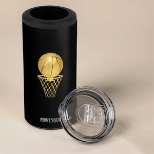 Golden Basketball Hoop 4 in 1 Can Cooler Tumbler Trophy Game Player Coach Sports Lover TS02 Print Your Wear