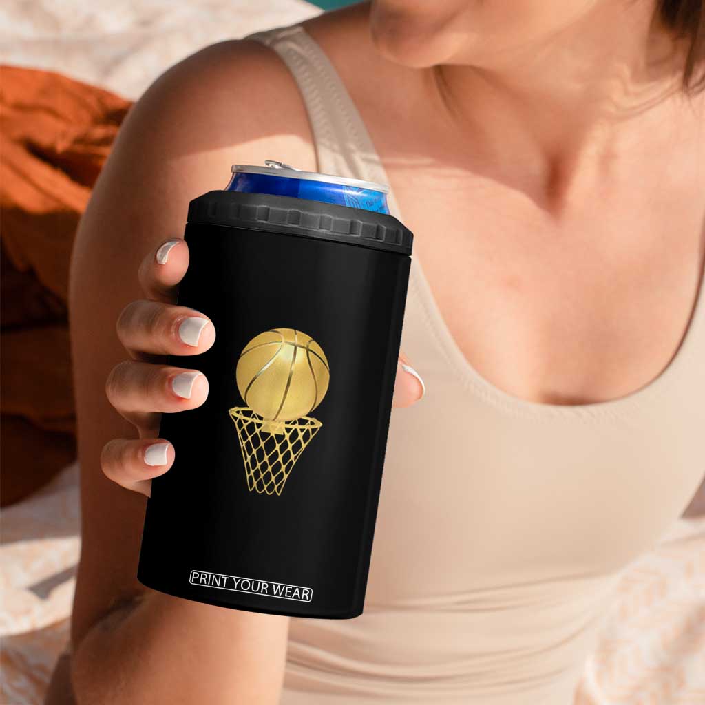 Golden Basketball Hoop 4 in 1 Can Cooler Tumbler Trophy Game Player Coach Sports Lover TS02 Print Your Wear