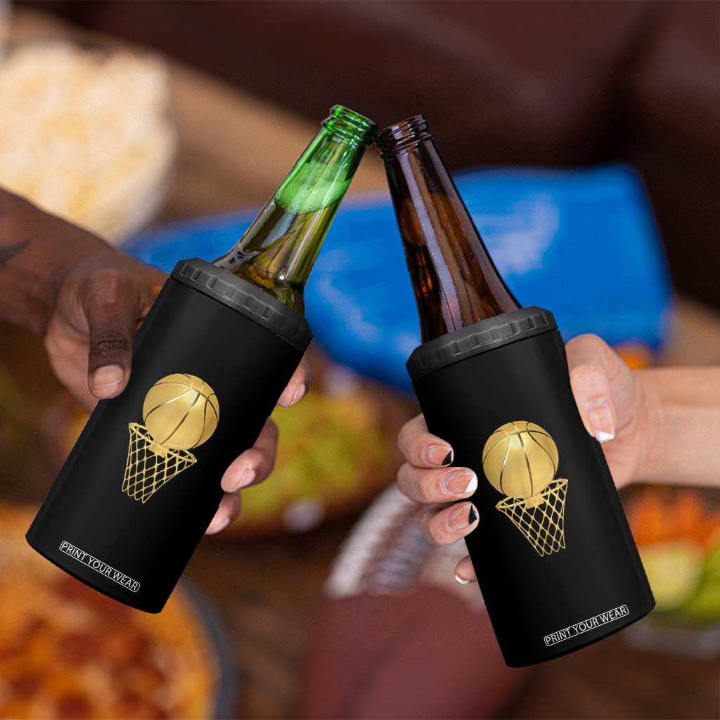 Golden Basketball Hoop 4 in 1 Can Cooler Tumbler Trophy Game Player Coach Sports Lover TS02 Print Your Wear