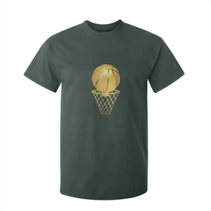 Golden Basketball Hoop T Shirt For Kid Trophy Game Player Coach Sports Lover TS02 Dark Forest Green Print Your Wear
