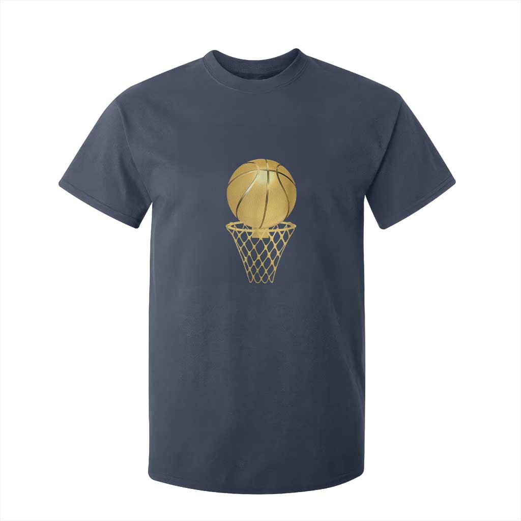Golden Basketball Hoop T Shirt For Kid Trophy Game Player Coach Sports Lover TS02 Navy Print Your Wear