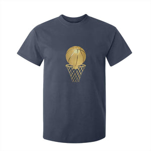 Golden Basketball Hoop T Shirt For Kid Trophy Game Player Coach Sports Lover TS02 Navy Print Your Wear