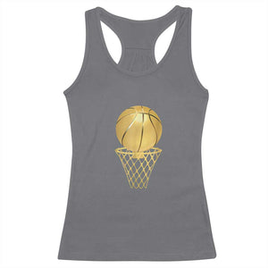 Golden Basketball Hoop Racerback Tank Top Trophy Game Player Coach Sports Lover TS02 Charcoal Print Your Wear