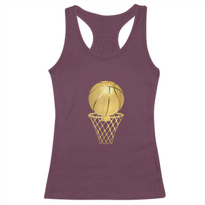 Golden Basketball Hoop Racerback Tank Top Trophy Game Player Coach Sports Lover TS02 Maroon Print Your Wear
