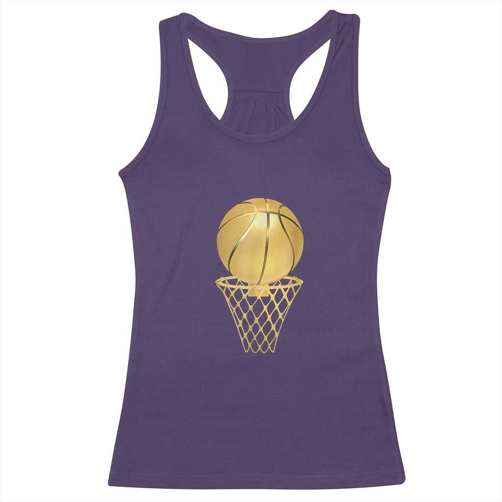 Golden Basketball Hoop Racerback Tank Top Trophy Game Player Coach Sports Lover TS02 Purple Print Your Wear