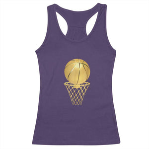 Golden Basketball Hoop Racerback Tank Top Trophy Game Player Coach Sports Lover TS02 Purple Print Your Wear