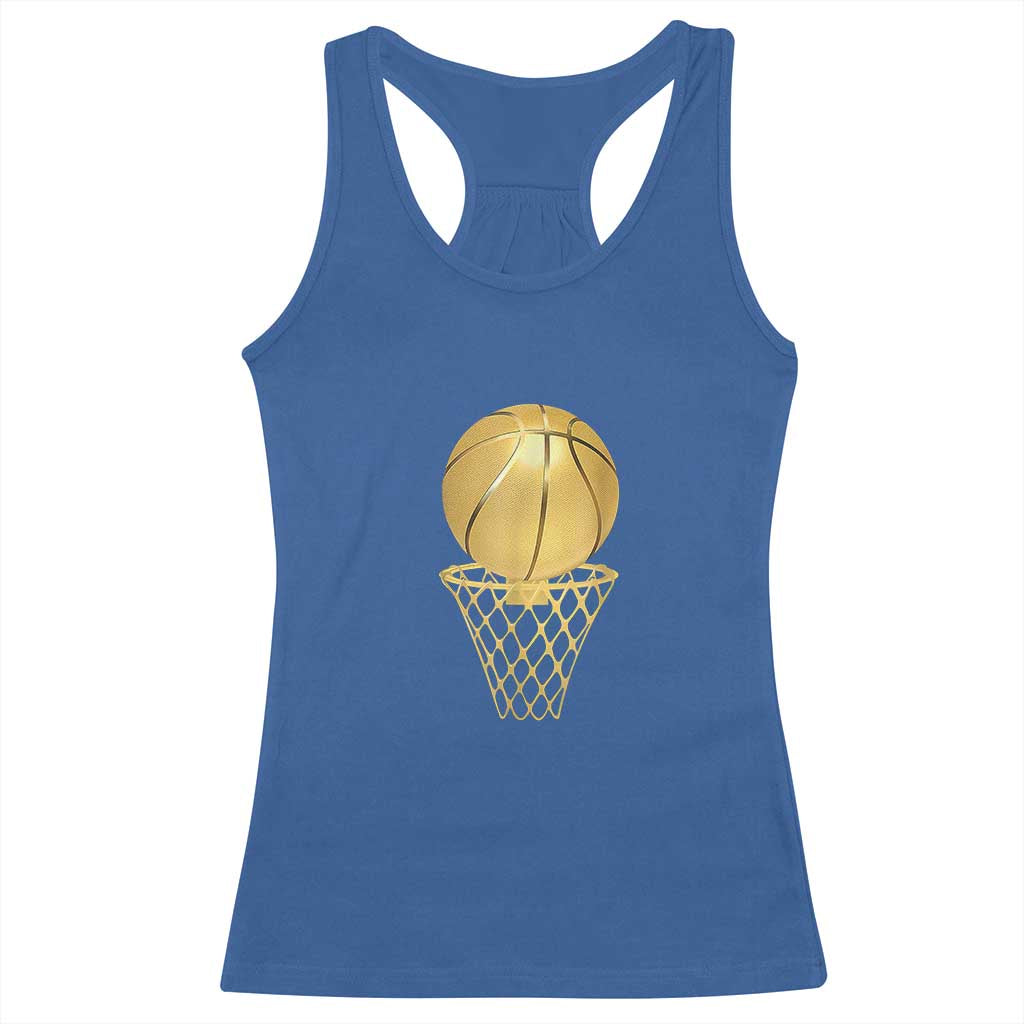Golden Basketball Hoop Racerback Tank Top Trophy Game Player Coach Sports Lover TS02 Royal Blue Print Your Wear