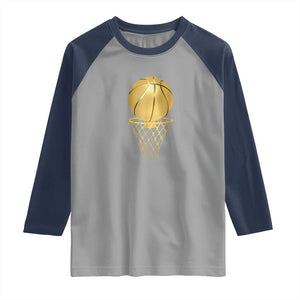 Golden Basketball Hoop Raglan Shirt Trophy Game Player Coach Sports Lover TS02 Sport Gray Navy Print Your Wear