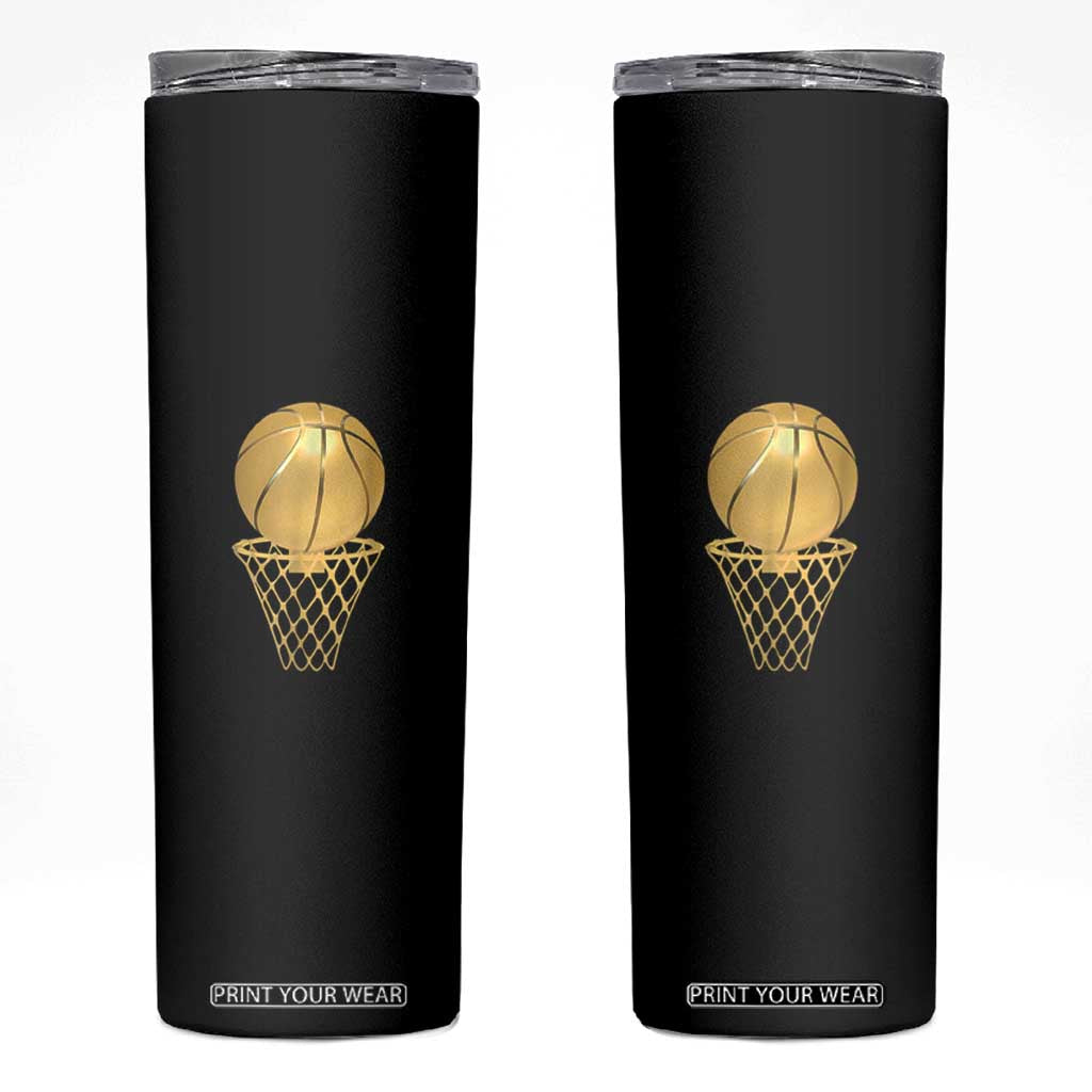 Golden Basketball Hoop Skinny Tumbler Trophy Game Player Coach Sports Lover TS02 Black Print Your Wear