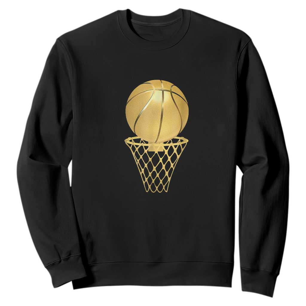 Golden Basketball Hoop Sweatshirt Trophy Game Player Coach Sports Lover TS02 Black Print Your Wear