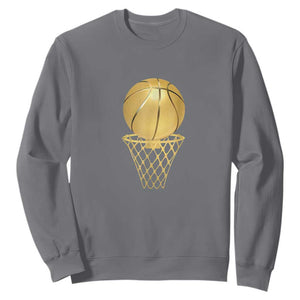 Golden Basketball Hoop Sweatshirt Trophy Game Player Coach Sports Lover TS02 Charcoal Print Your Wear