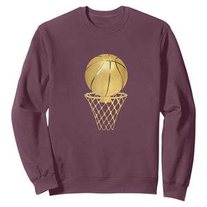 Golden Basketball Hoop Sweatshirt Trophy Game Player Coach Sports Lover TS02 Maroon Print Your Wear