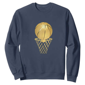 Golden Basketball Hoop Sweatshirt Trophy Game Player Coach Sports Lover TS02 Navy Print Your Wear