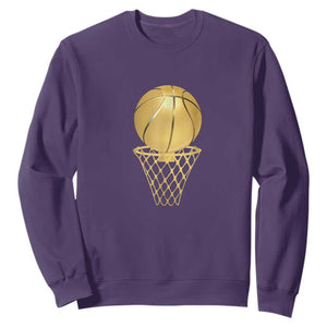 Golden Basketball Hoop Sweatshirt Trophy Game Player Coach Sports Lover TS02 Purple Print Your Wear