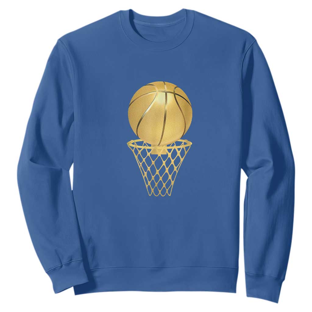 Golden Basketball Hoop Sweatshirt Trophy Game Player Coach Sports Lover TS02 Royal Blue Print Your Wear