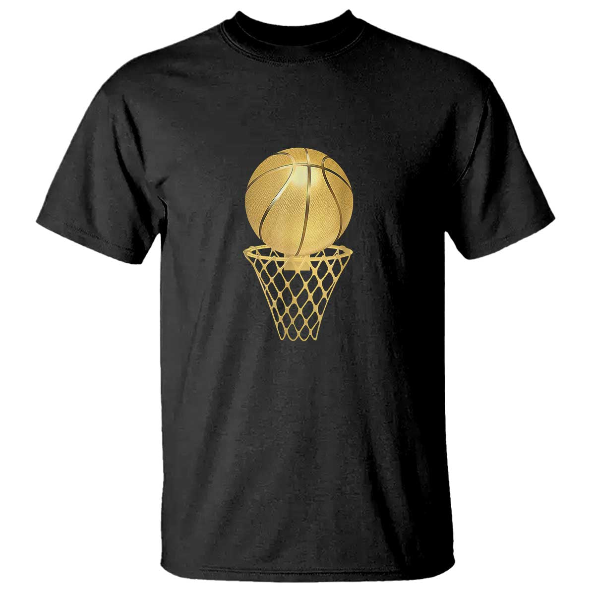 Golden Basketball Hoop T Shirt Trophy Game Player Coach Sports Lover TS02 Black Print Your Wear