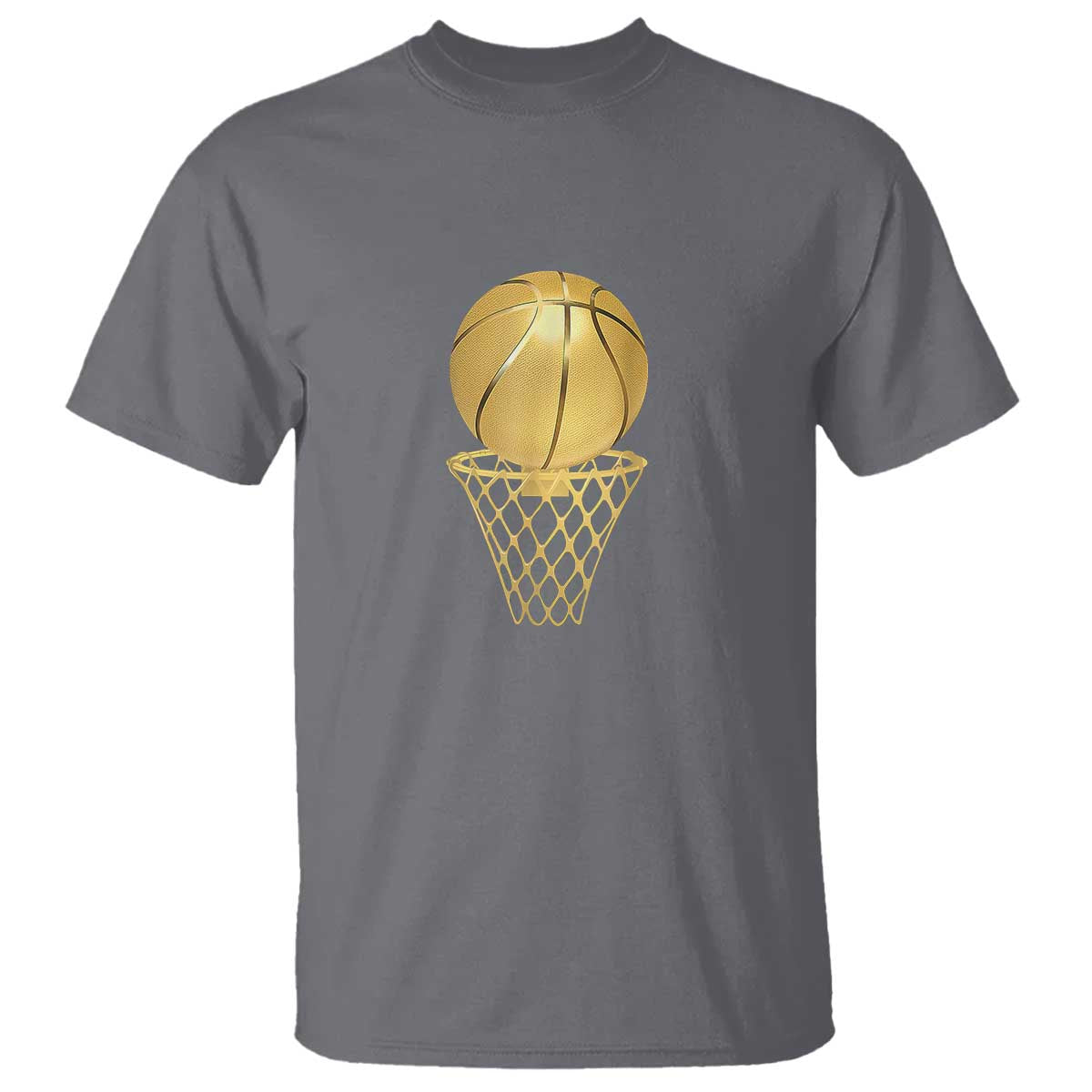 Golden Basketball Hoop T Shirt Trophy Game Player Coach Sports Lover TS02 Charcoal Print Your Wear