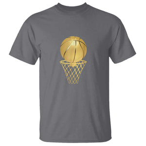 Golden Basketball Hoop T Shirt Trophy Game Player Coach Sports Lover TS02 Charcoal Print Your Wear
