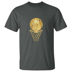 Golden Basketball Hoop T Shirt Trophy Game Player Coach Sports Lover TS02 Dark Heather Print Your Wear