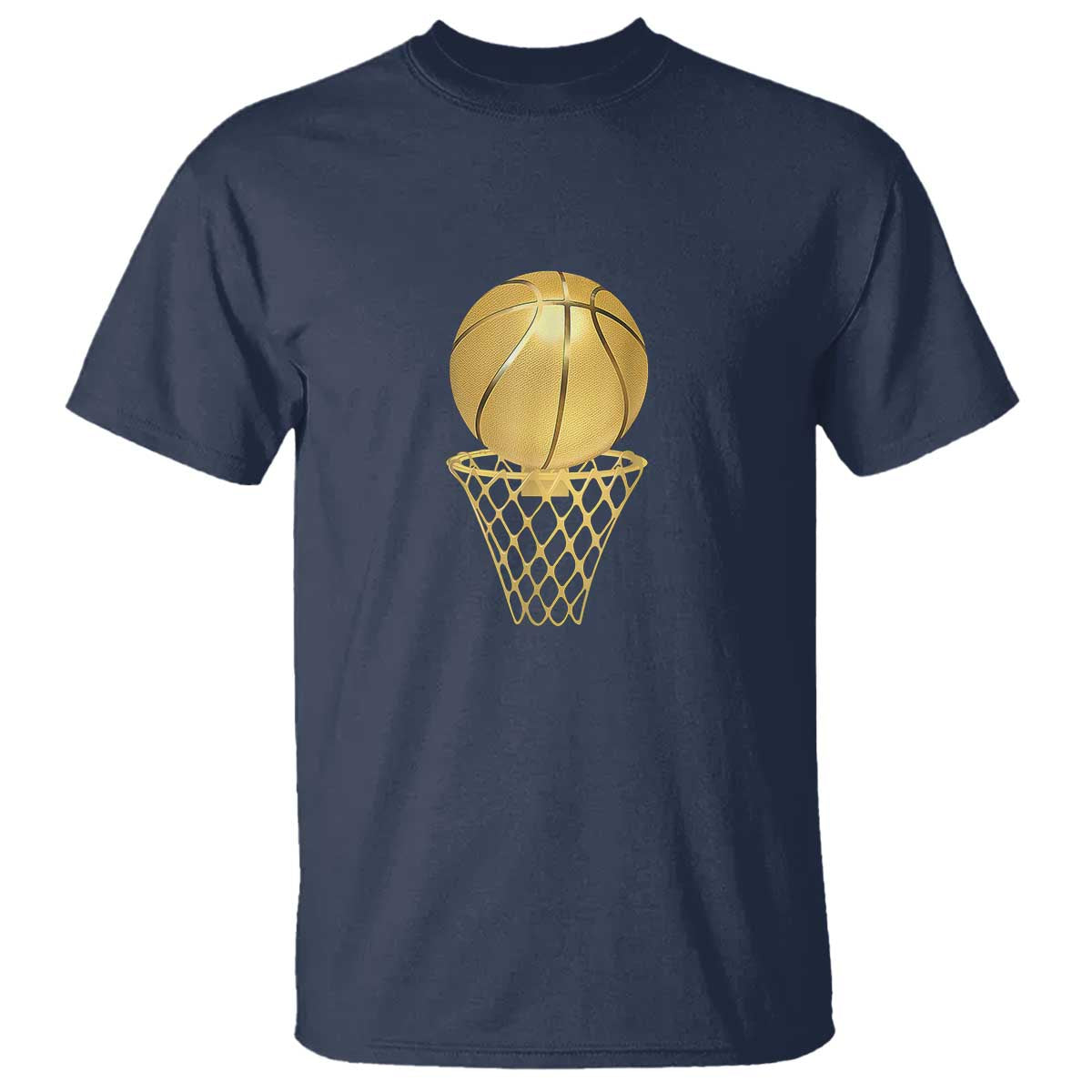 Golden Basketball Hoop T Shirt Trophy Game Player Coach Sports Lover TS02 Navy Print Your Wear