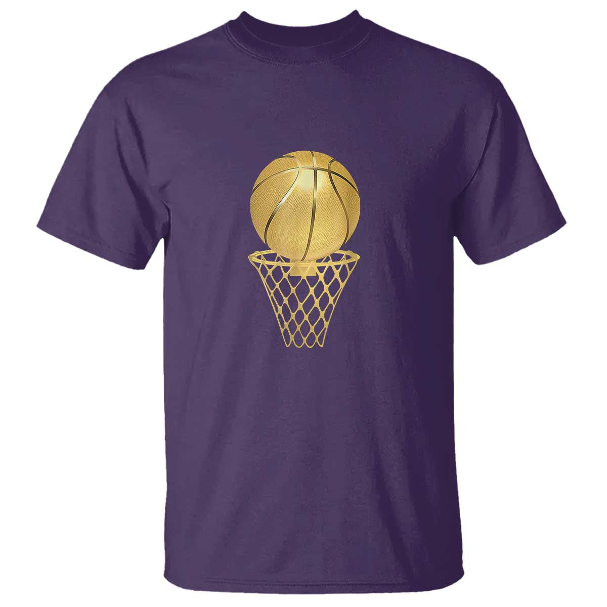 Golden Basketball Hoop T Shirt Trophy Game Player Coach Sports Lover TS02 Purple Print Your Wear