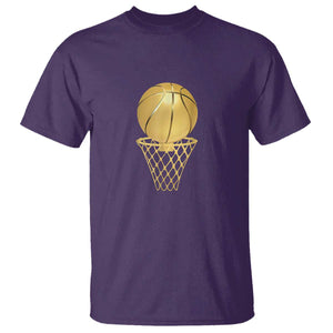 Golden Basketball Hoop T Shirt Trophy Game Player Coach Sports Lover TS02 Purple Print Your Wear