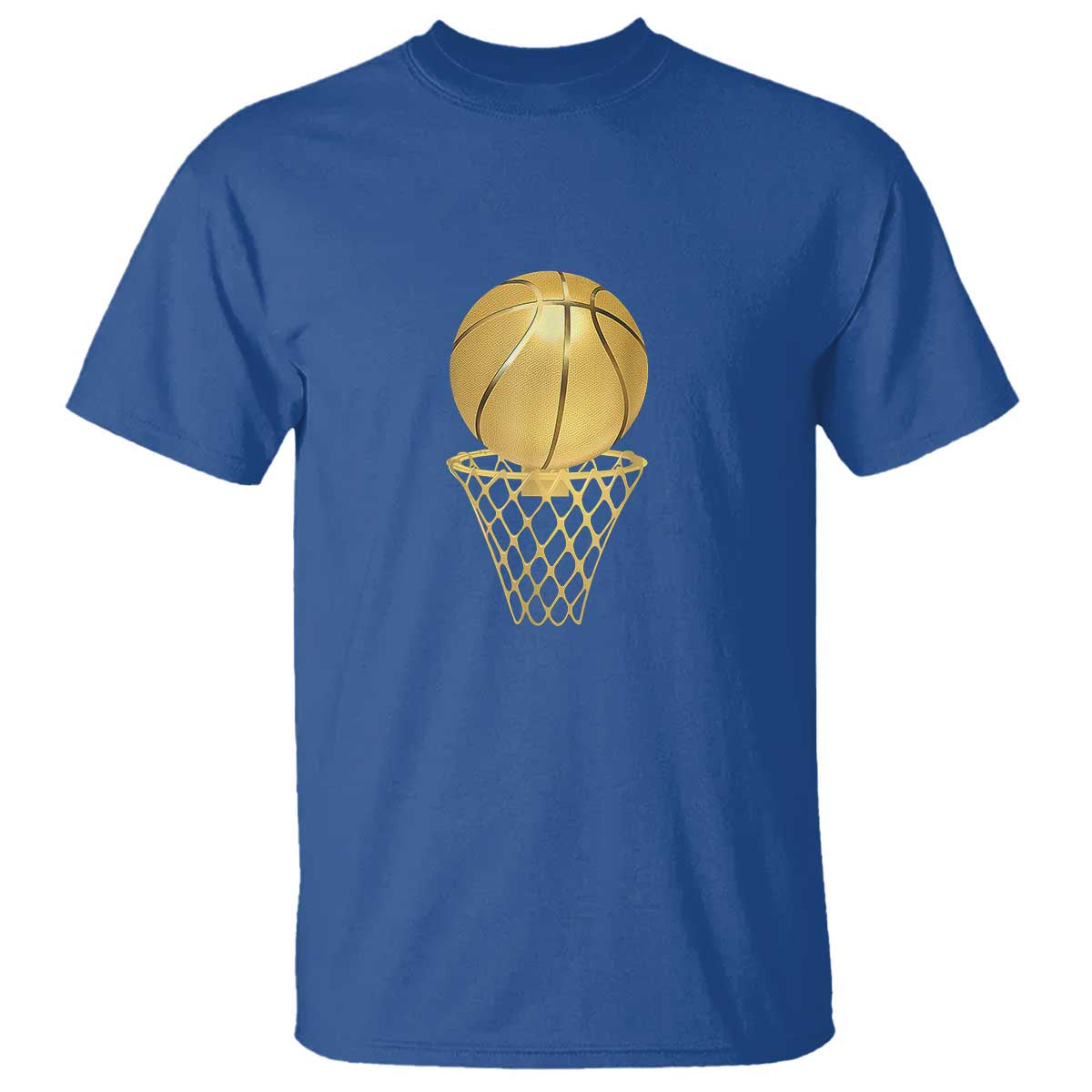 Golden Basketball Hoop T Shirt Trophy Game Player Coach Sports Lover TS02 Royal Blue Print Your Wear