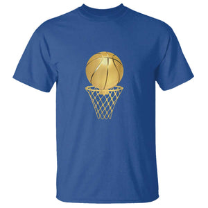 Golden Basketball Hoop T Shirt Trophy Game Player Coach Sports Lover TS02 Royal Blue Print Your Wear