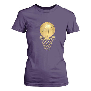 Golden Basketball Hoop T Shirt For Women Trophy Game Player Coach Sports Lover TS02 Purple Print Your Wear