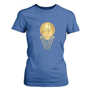 Golden Basketball Hoop T Shirt For Women Trophy Game Player Coach Sports Lover TS02 Royal Blue Print Your Wear