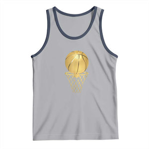 Golden Basketball Hoop Tank Top Trophy Game Player Coach Sports Lover TS02 Athletic Heather Navy Print Your Wear
