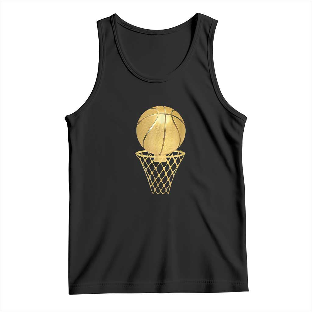 Golden Basketball Hoop Tank Top Trophy Game Player Coach Sports Lover TS02 Black Print Your Wear