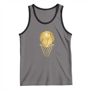 Golden Basketball Hoop Tank Top Trophy Game Player Coach Sports Lover TS02 Deep Heather Black Print Your Wear