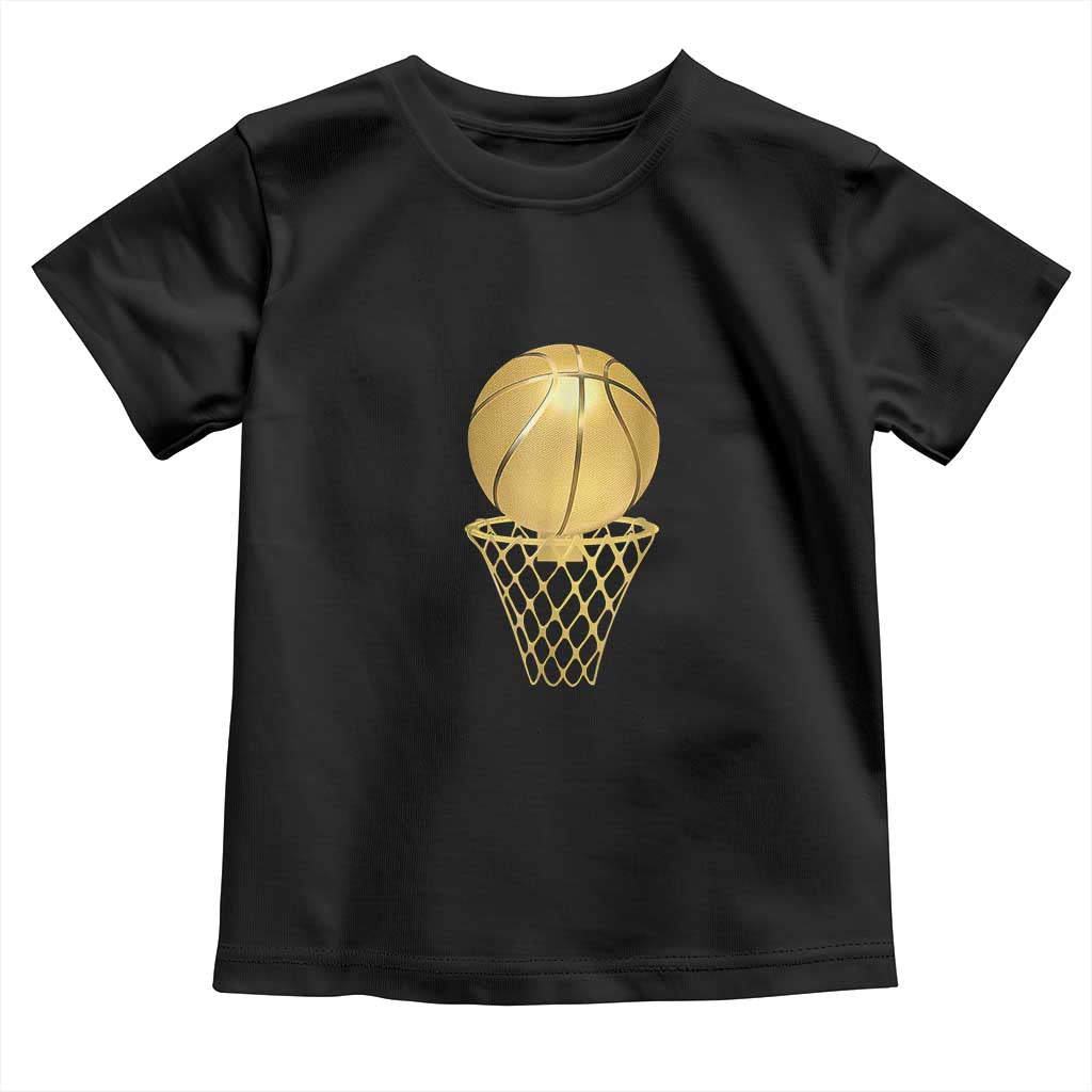Golden Basketball Hoop Toddler T Shirt Trophy Game Player Coach Sports Lover TS02 Black Print Your Wear