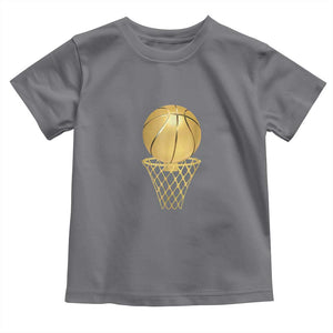 Golden Basketball Hoop Toddler T Shirt Trophy Game Player Coach Sports Lover TS02 Charcoal Print Your Wear