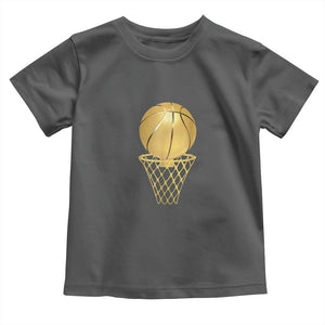 Golden Basketball Hoop Toddler T Shirt Trophy Game Player Coach Sports Lover TS02 Dark Heather Print Your Wear