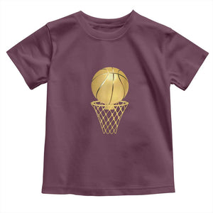 Golden Basketball Hoop Toddler T Shirt Trophy Game Player Coach Sports Lover TS02 Maroon Print Your Wear