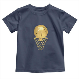 Golden Basketball Hoop Toddler T Shirt Trophy Game Player Coach Sports Lover TS02 Navy Print Your Wear