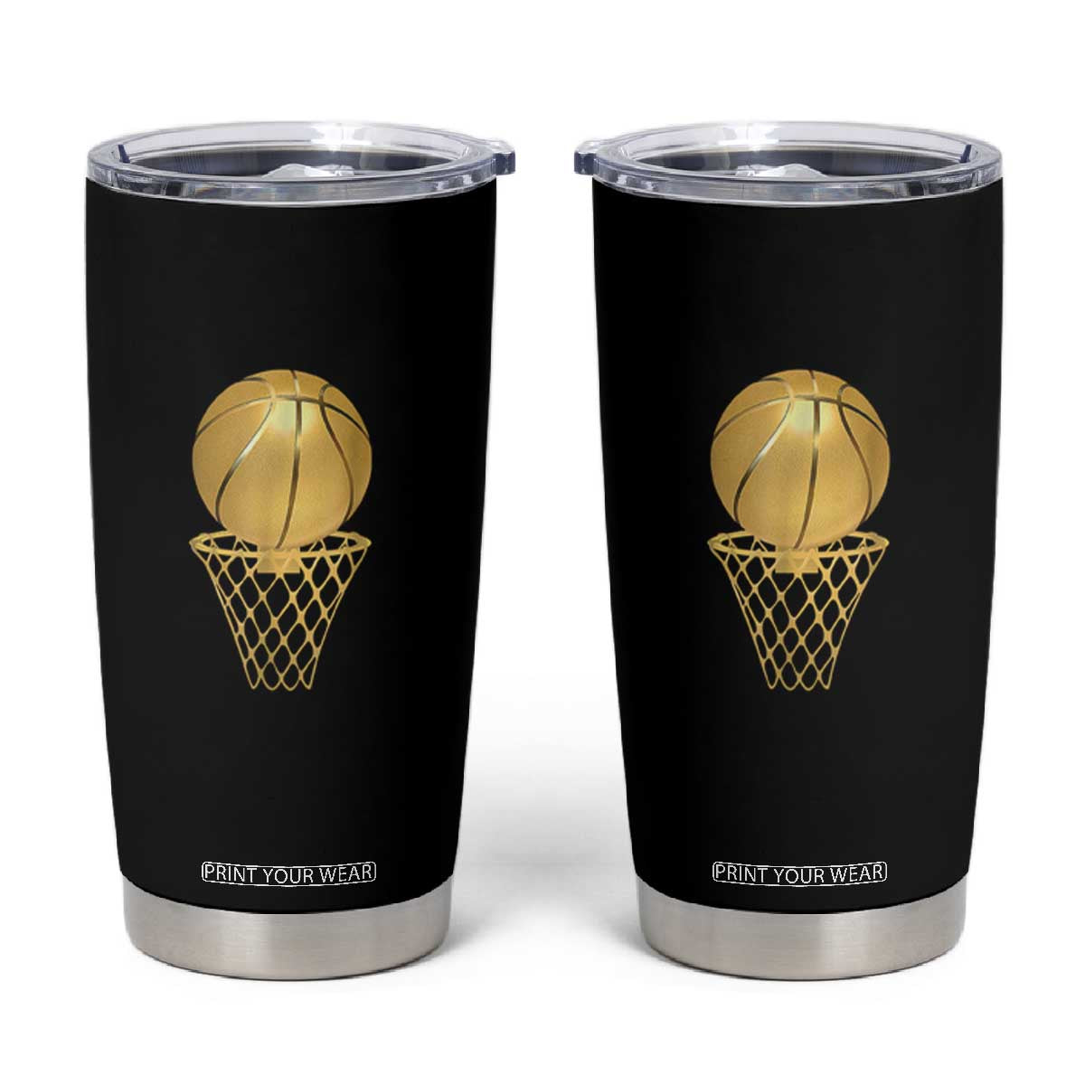 Golden Basketball Hoop Tumbler Cup Trophy Game Player Coach Sports Lover TS02 Black Print Your Wear