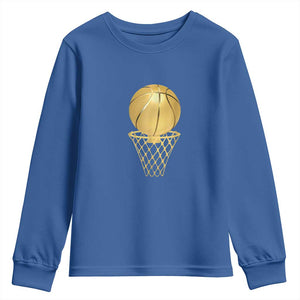 Golden Basketball Hoop Youth Sweatshirt Trophy Game Player Coach Sports Lover TS02 Royal Blue Print Your Wear