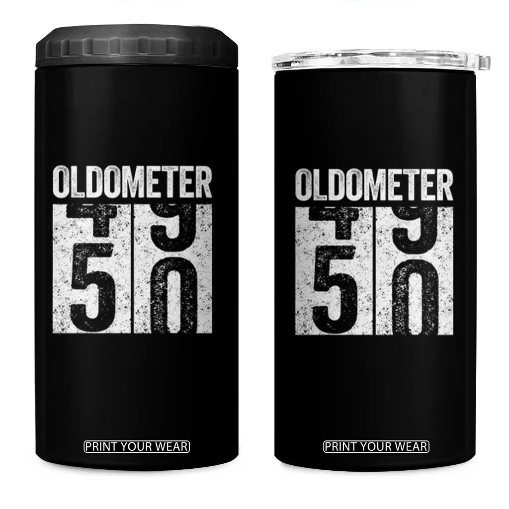 Oldometer 50 Birthday 4 in 1 Can Cooler Tumbler Funny Vintage Aged to Perfection TS02 One Size: 16 oz Black Print Your Wear